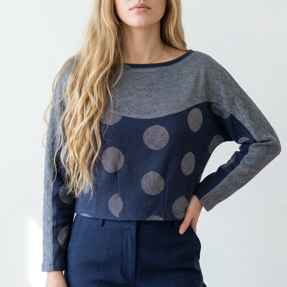 Anthropologie Postmark Metallic Dot Cropped Pullover